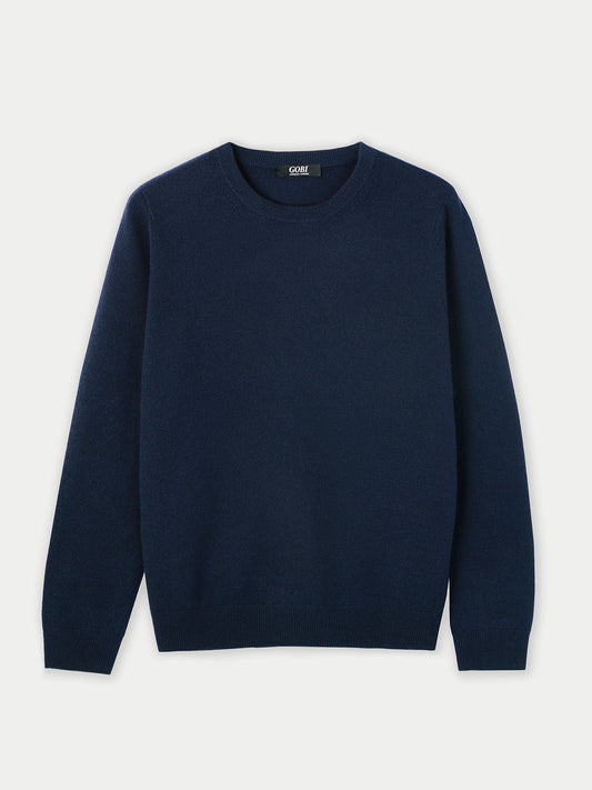 Women's Cashmere Basic Crew Neck Navy - Gobi Cashmere