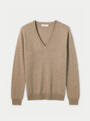 Organic Color Cashmere Essential V-Neck Sweater Taupe - Gobi Cashmere #color_taupe
