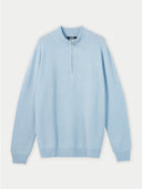 Men's Cashmere Half Zip Polo Dim Light Blue - Gobi Cashmere #color_light-blue
