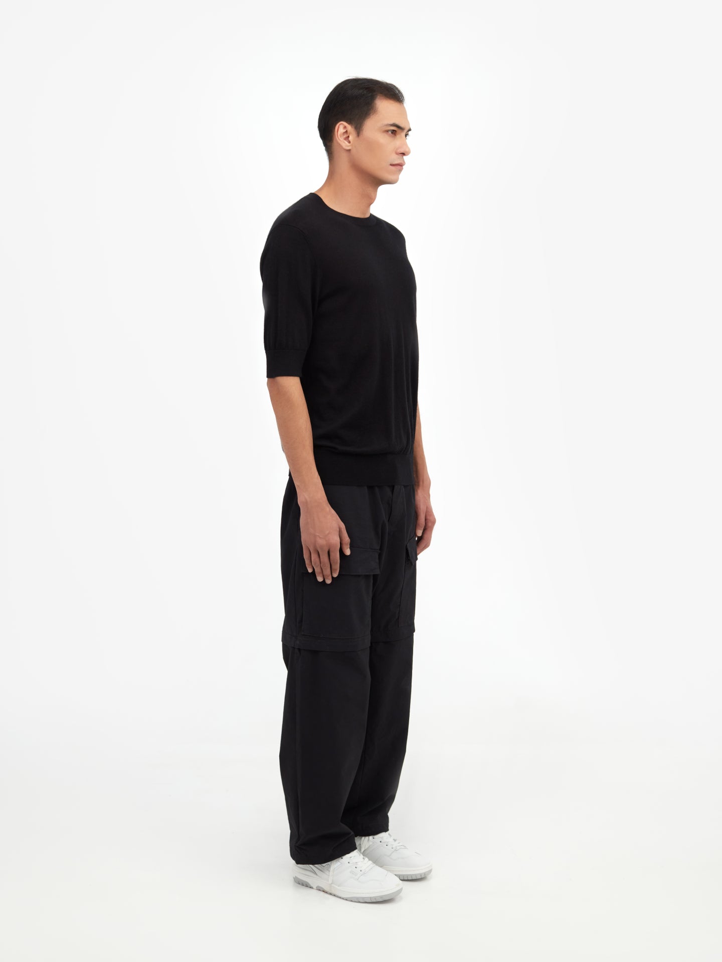 Men's Silk Cashmere T-Shirt Black - Gobi Cashmere