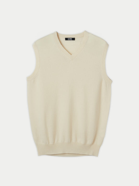 Men's Cashmere Vest Marshmallow - Gobi Cashmere