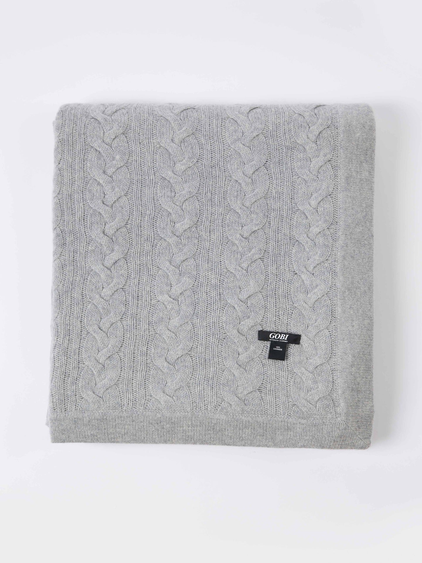 Unisex Cashmere Cable Knit Blanket Vapor Blue - Gobi Cashmere