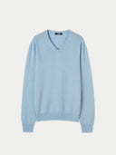 Men's Cashmere V-Neck Sweater Light Blue - Gobi Cashmere #color_light-blue