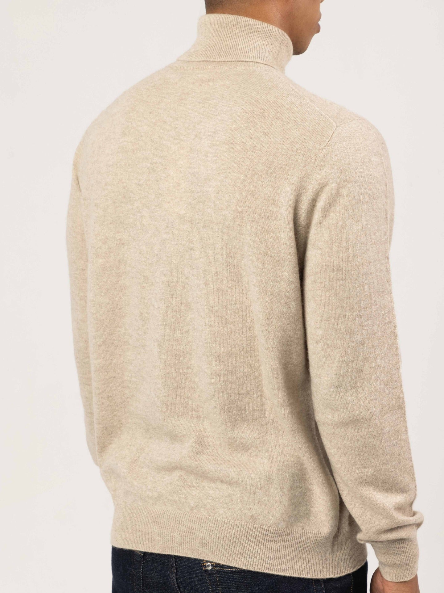 Men's Cashmere Basic Turtle Neck Sweater Warm Grey - Gobi Cashmere