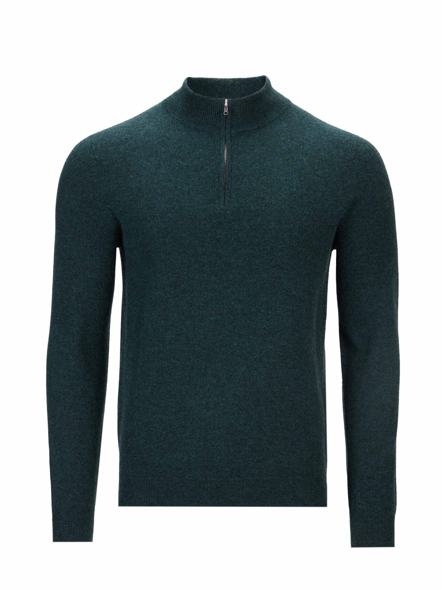 Men's Cashmere Basic Slim Fit Half Zip Polo Sea Moss - Gobi Cashmere