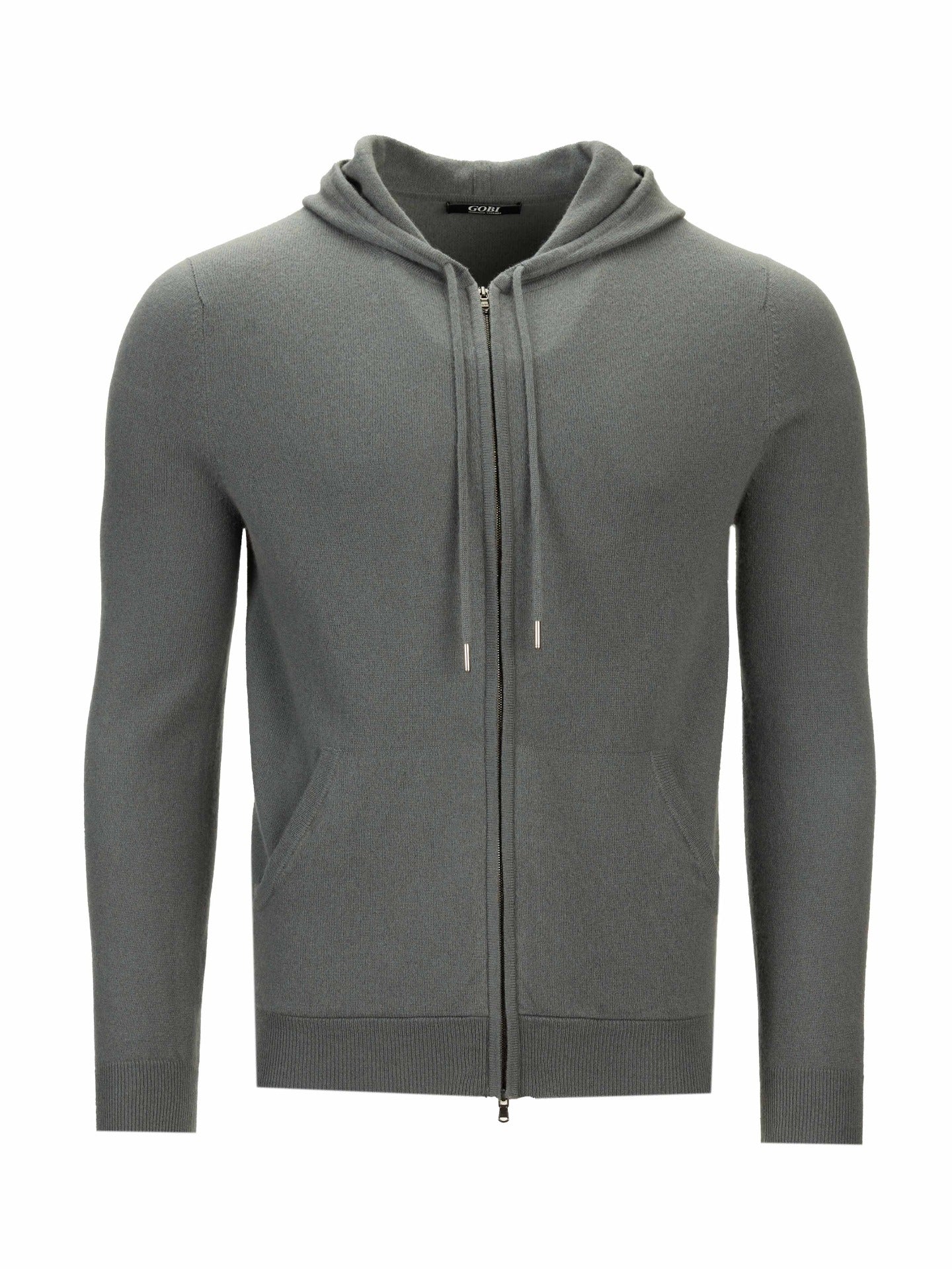 Men's Cashmere Basic Slim Fit Zip Hoodie Neutral Gray - Gobi Cashmere