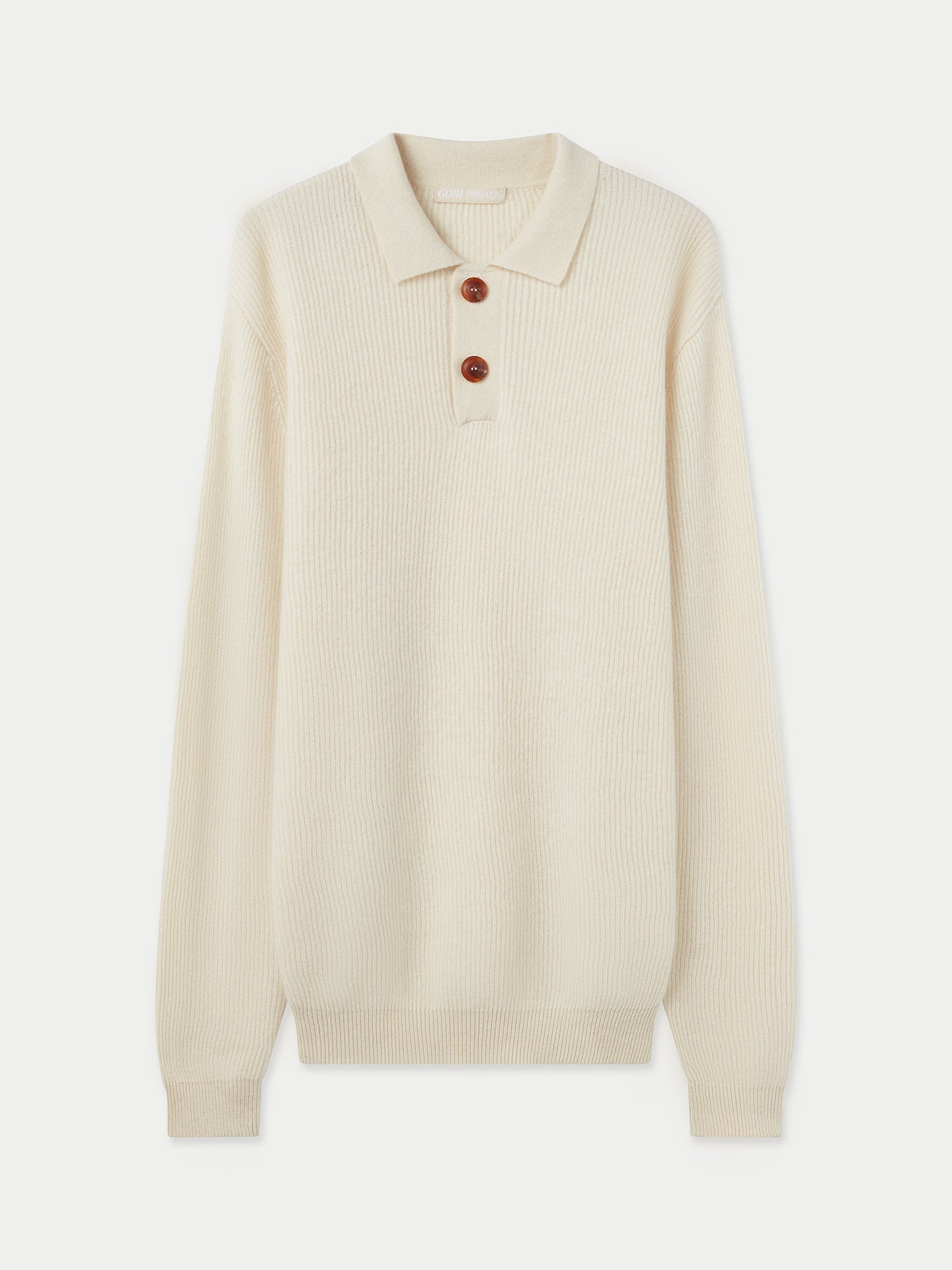 Men's Cashmere Lightweight Polo Off White - Gobi Cashmere