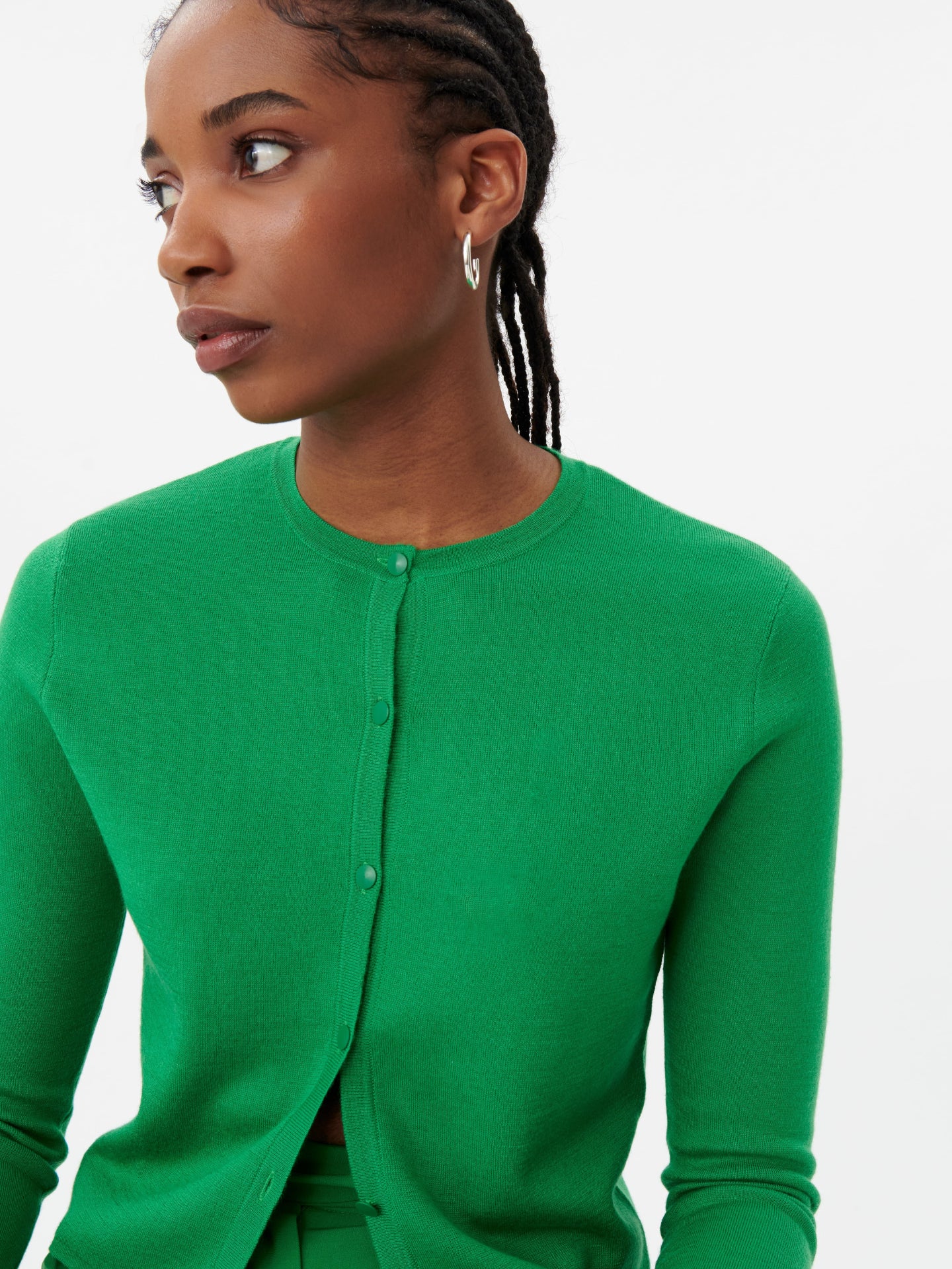 Women's Silk Cashmere Cropped Cardigan Jolly Green - Gobi Cashmere