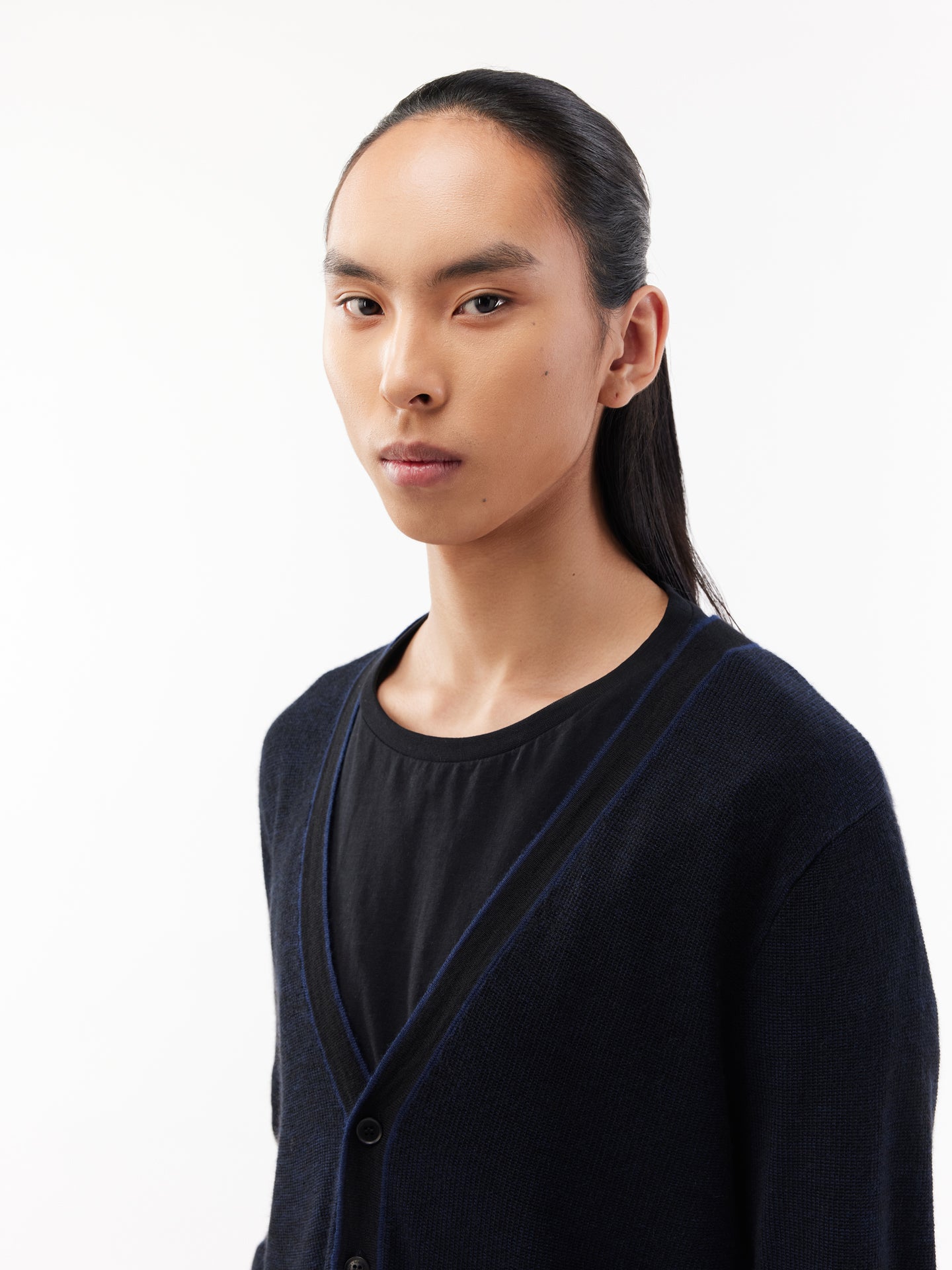 Men's Silk Cashmere Jacquard Knit Cardigan Black - Gobi Cashmere
