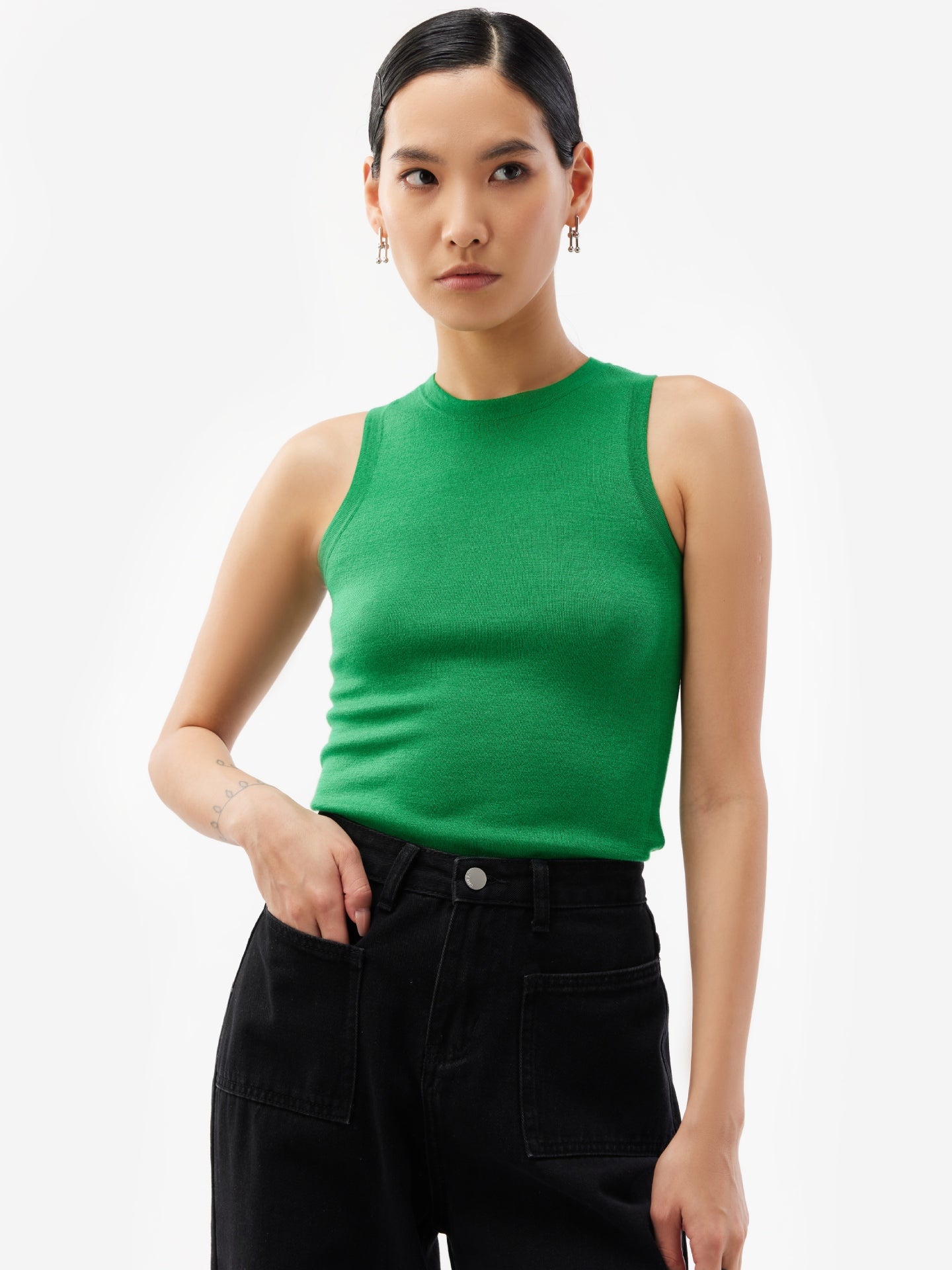 Women' Cashmere Silk Cashmere Tank Top Jolly Green - Gobi Cashmere