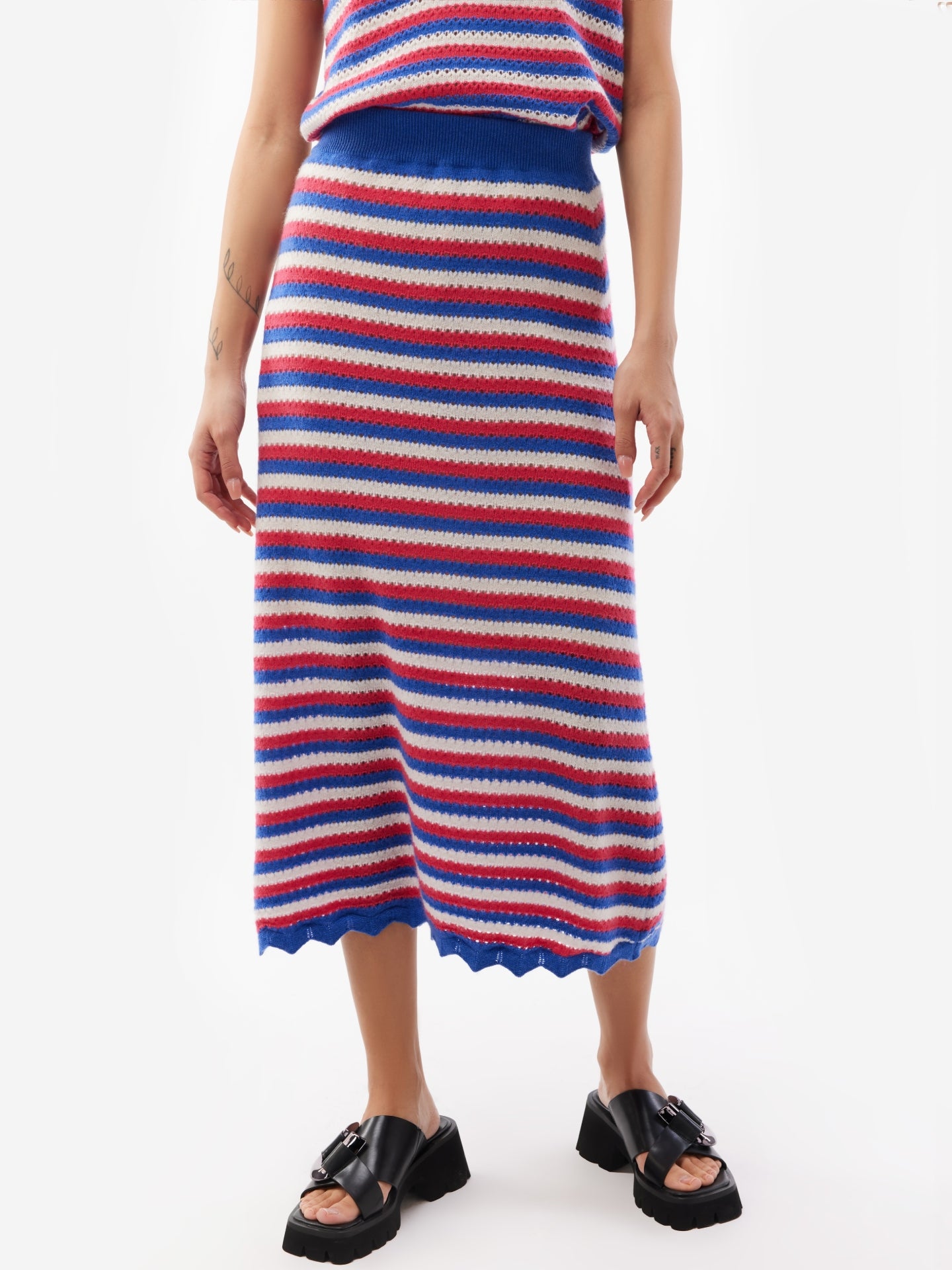Women's Cashmere Midi Cashmere Skirt Strong Blue - Gobi Cashmere