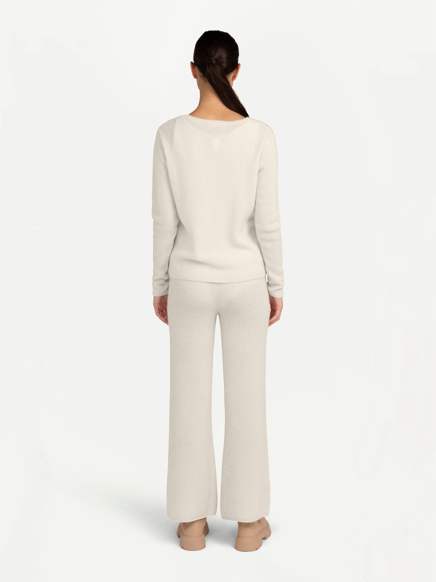 Women's Spina Cashmere Sweater Off White - Gobi Cashmere