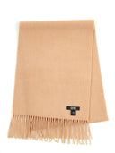 almond colored fringed scarf with a small dark label "GOBI" on a light gray background #color_toasted-almond