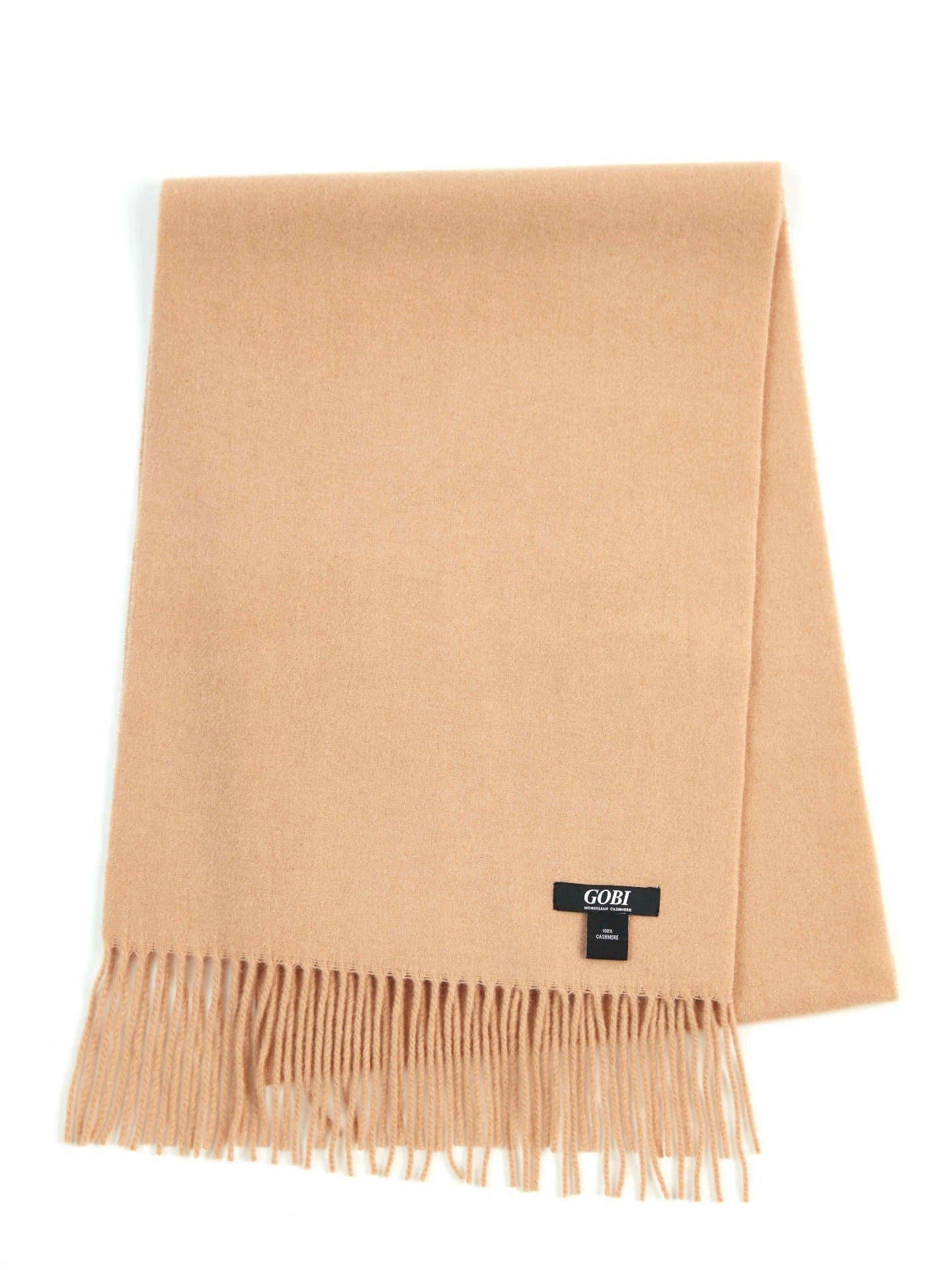 Men's Cashmere Fringe Scarf Toasted Almond - Gobi Cashmere