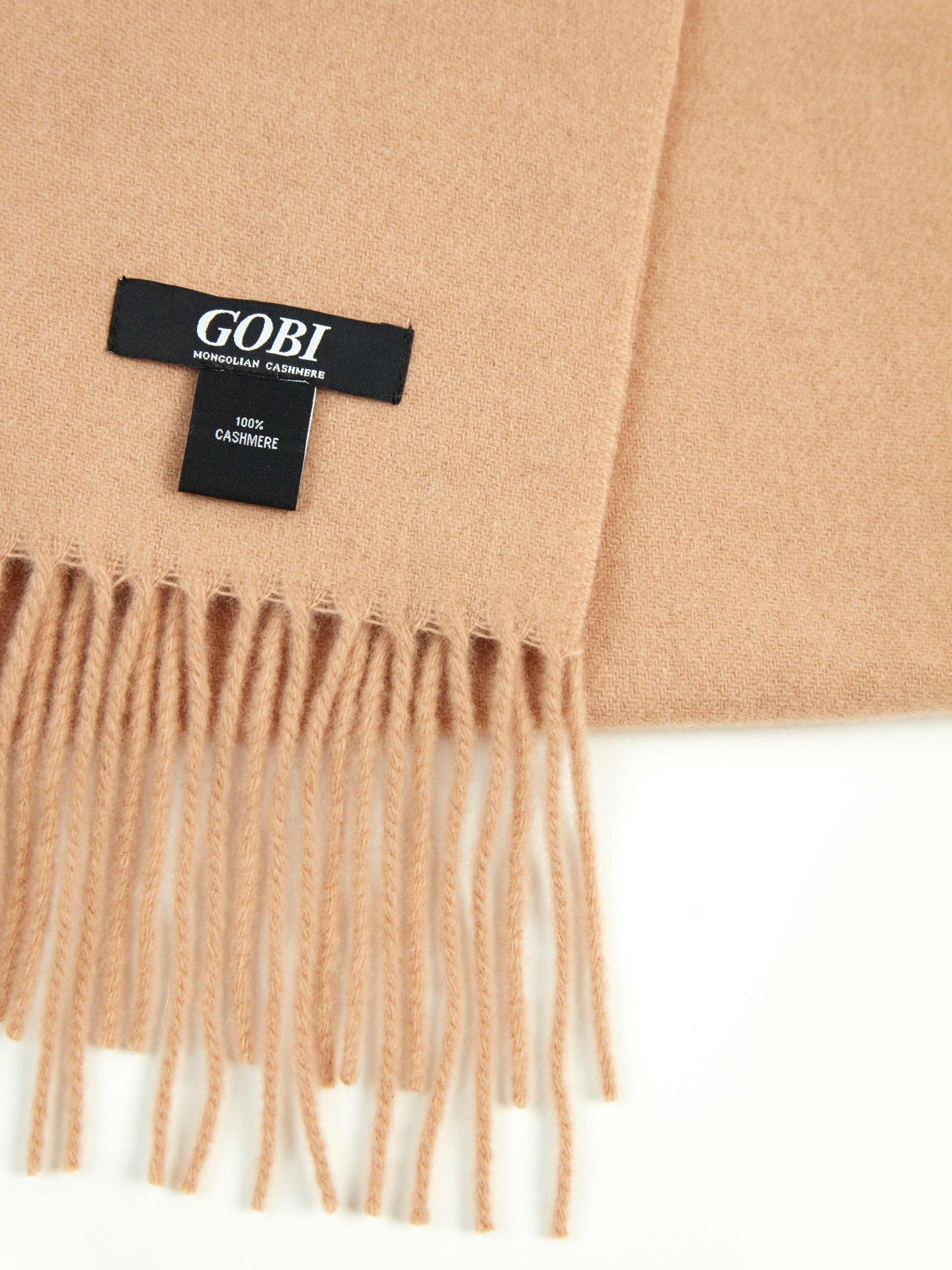 Men's Cashmere Fringe Scarf Toasted Almond - Gobi Cashmere