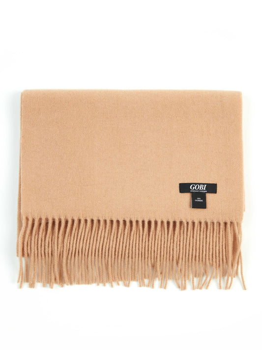 Men's Cashmere Fringe Scarf Toasted Almond - Gobi Cashmere
