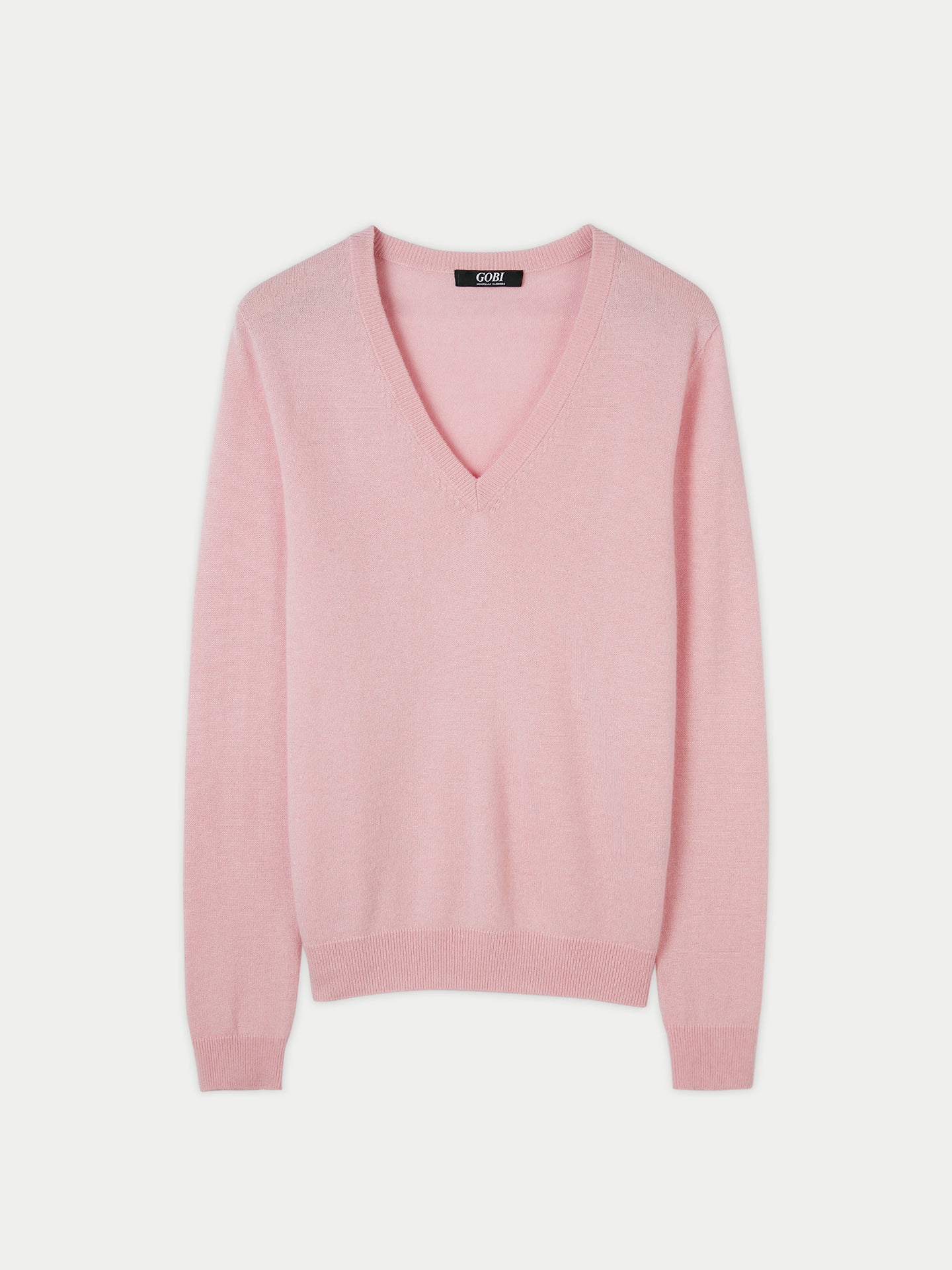 Women's Cashmere Basic V-Neck Sweater Pink - Gobi Cashmere