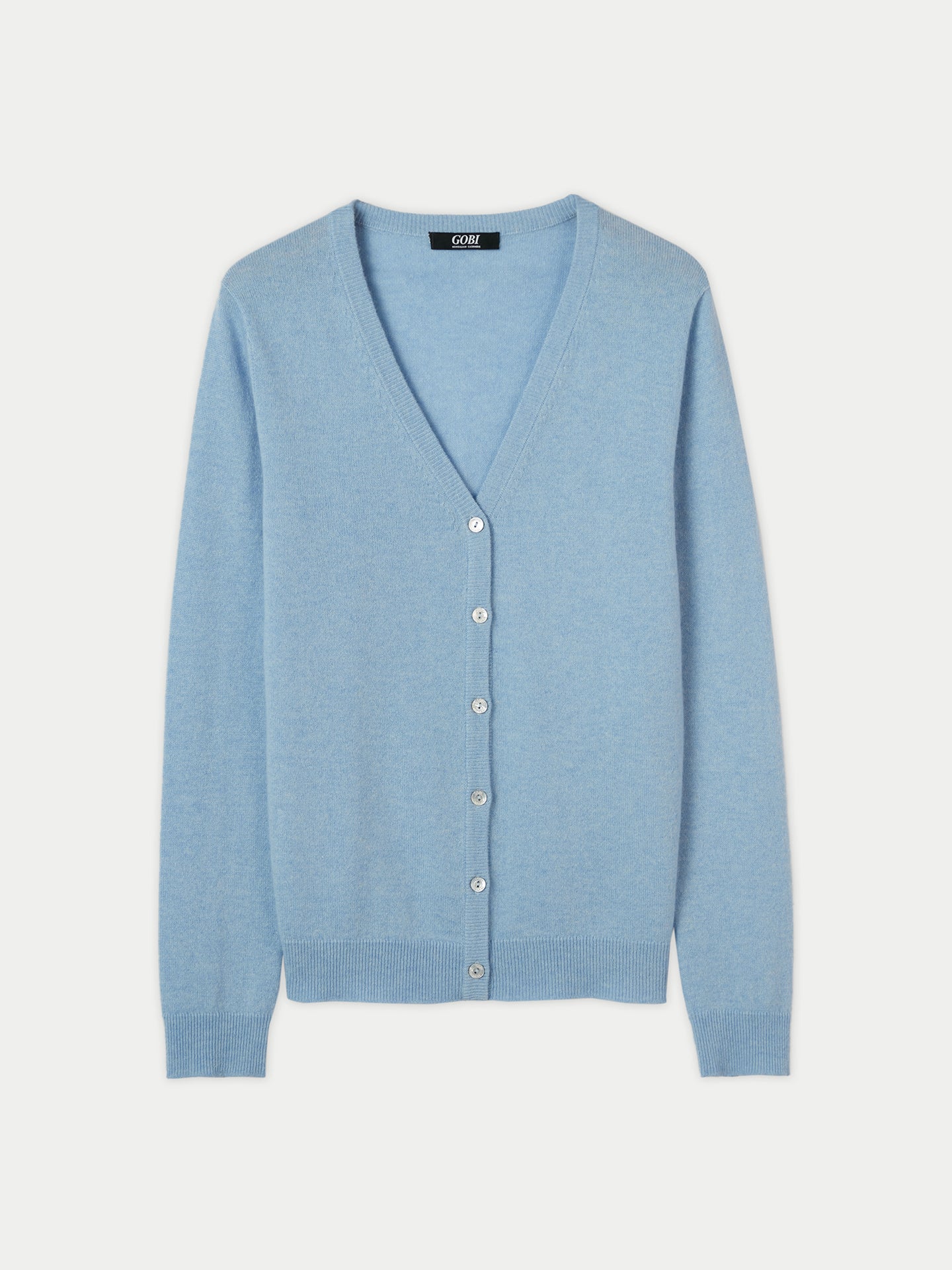 Women's Cashmere V-neck Button Cardigan Light Blue - Gobi Cashmere