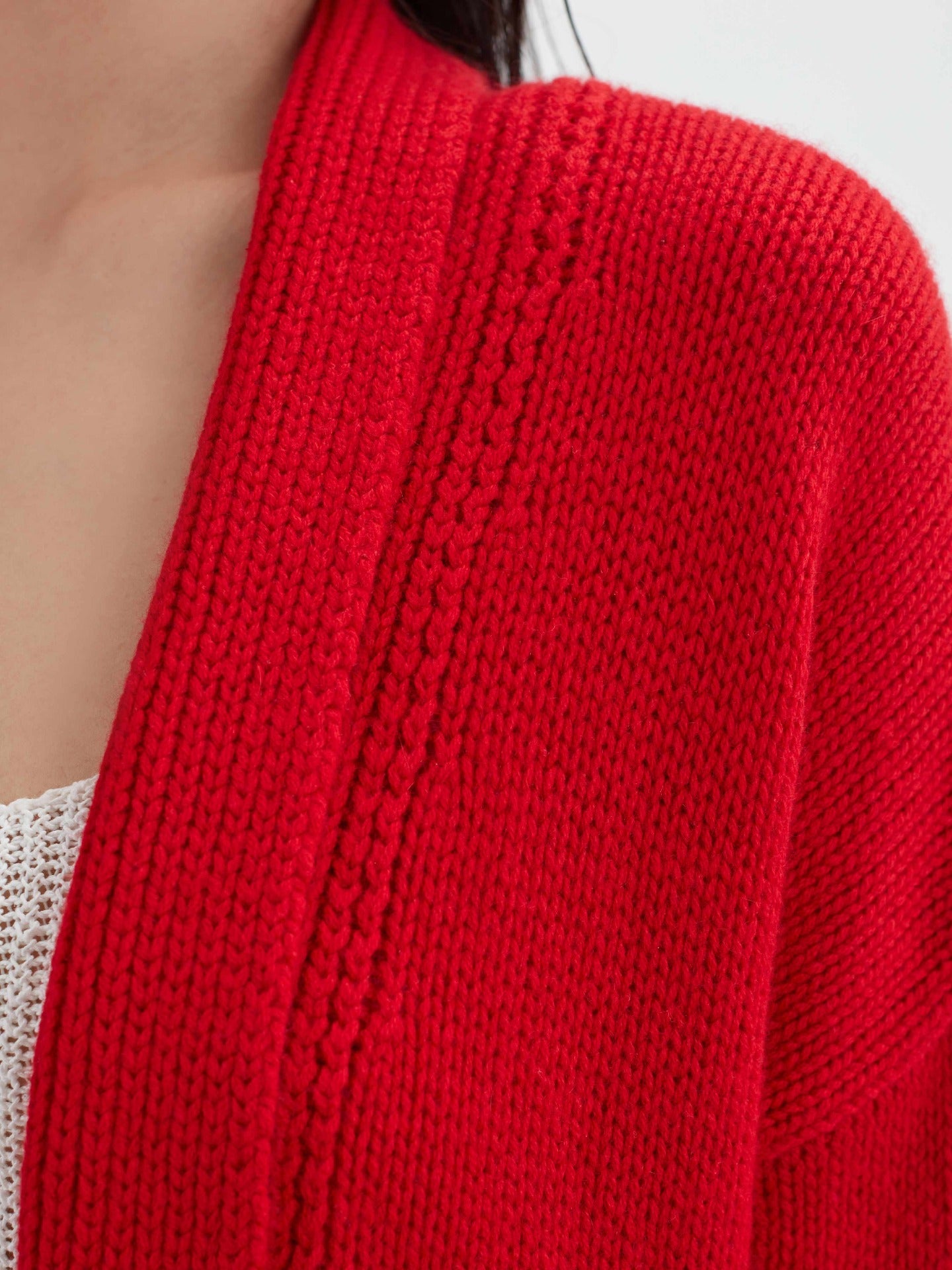 Women's Cashmere Chunky Long Cardigan Red - Gobi Cashmere