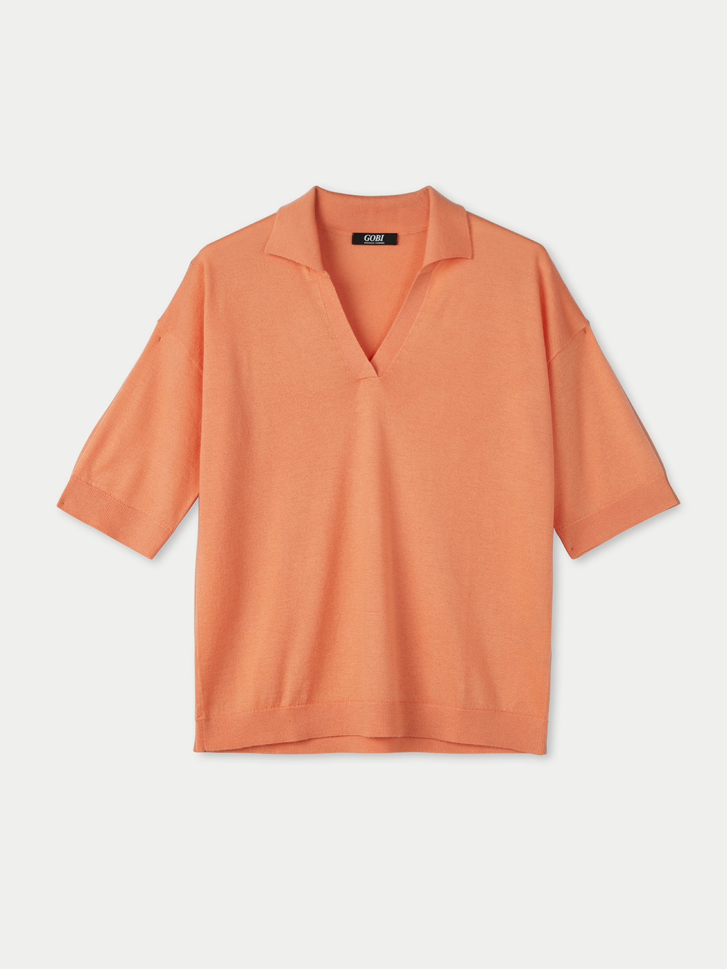 Women's Silk Cashmere Polo Peach Nectar - Gobi Cashmere