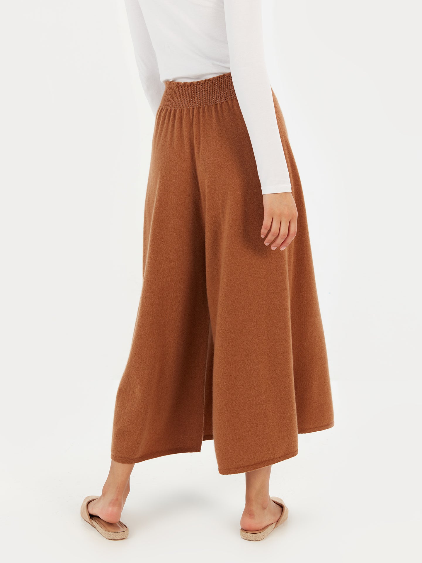 Women's Cashmere 3D Wide Pants Camel - Gobi Cashmere