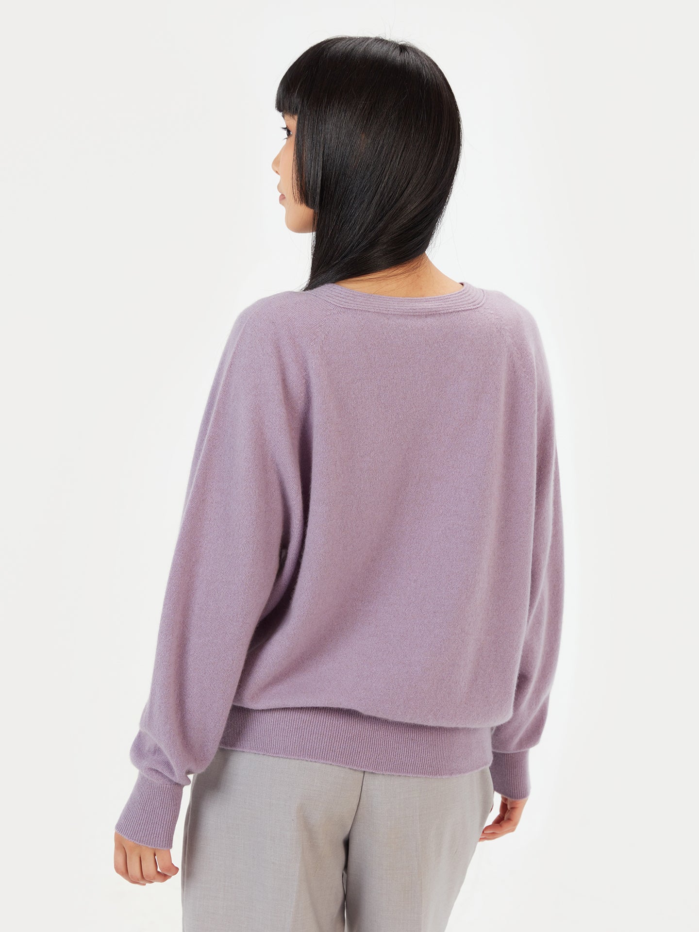 Women's Cashmere 3D Button-Up Cardigan Lavender Gray - Gobi Cashmere