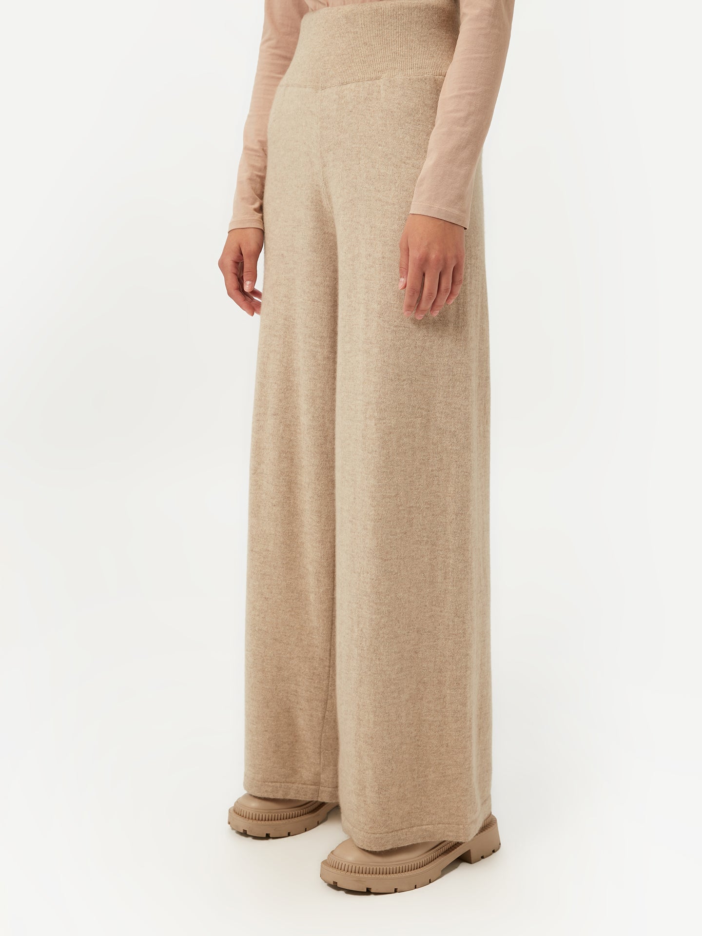 Women's Cashmere Wide-Legged Pants Warm Grey - Gobi Cashmere