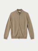 Women's Cashmere Zip Cardigan Taupe - Gobi Cashmere #color_taupe