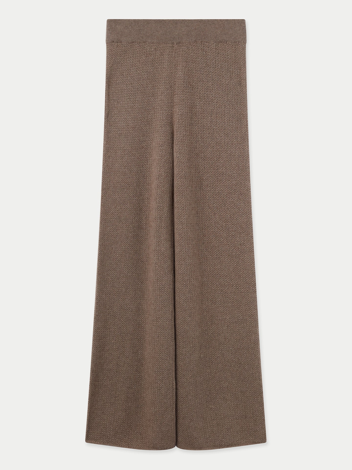 Women's Cashmere Rib-Knit Flare Pants Taupe - Gobi Cashmere