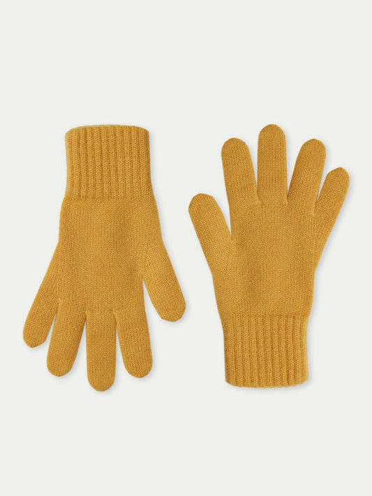 Women's Cashmere Basic Gloves Yolk Yellow - Gobi Cashmere