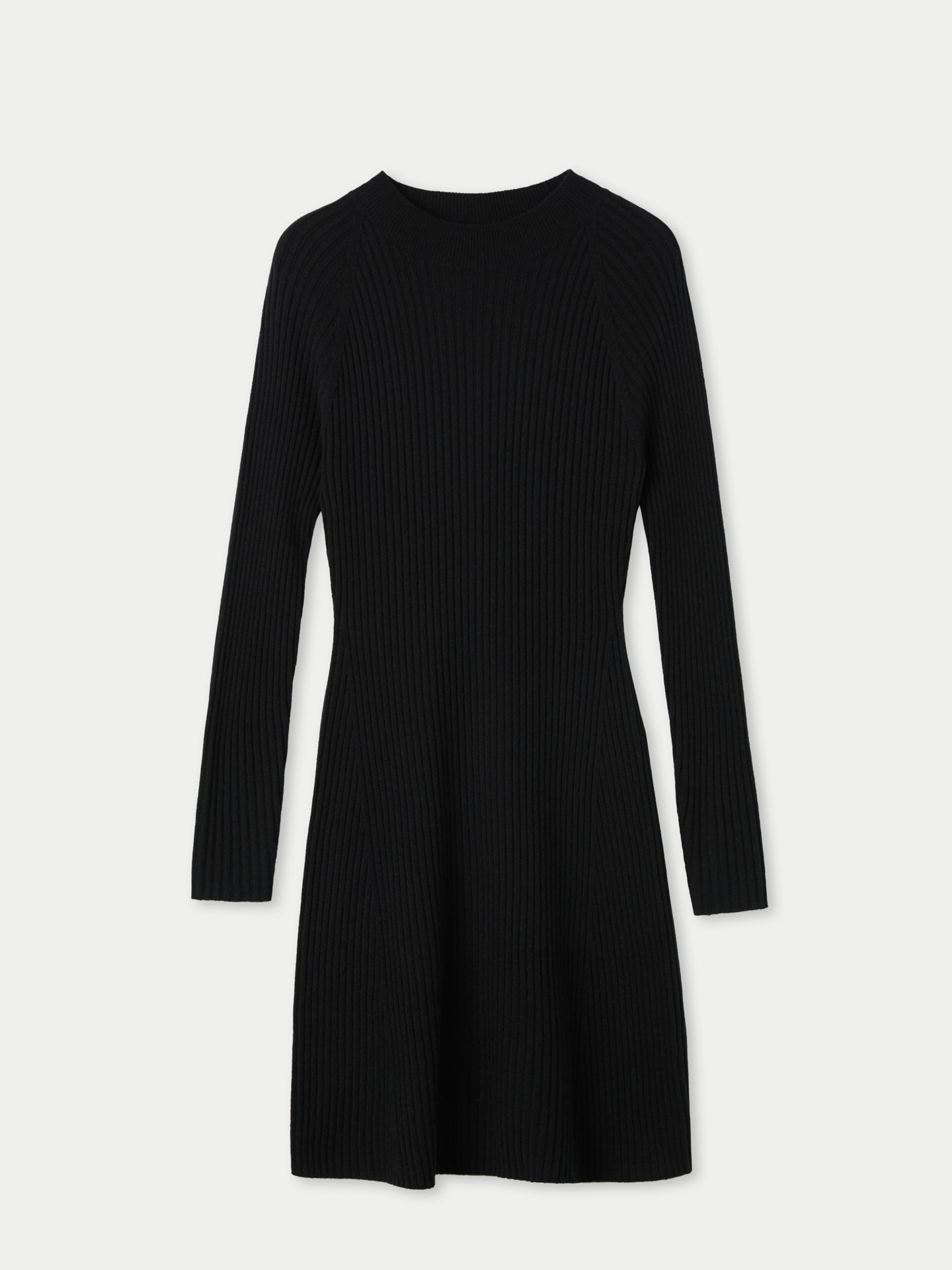 Women's Cashmere Ribbed Midi Dress Black - Gobi Cashmere