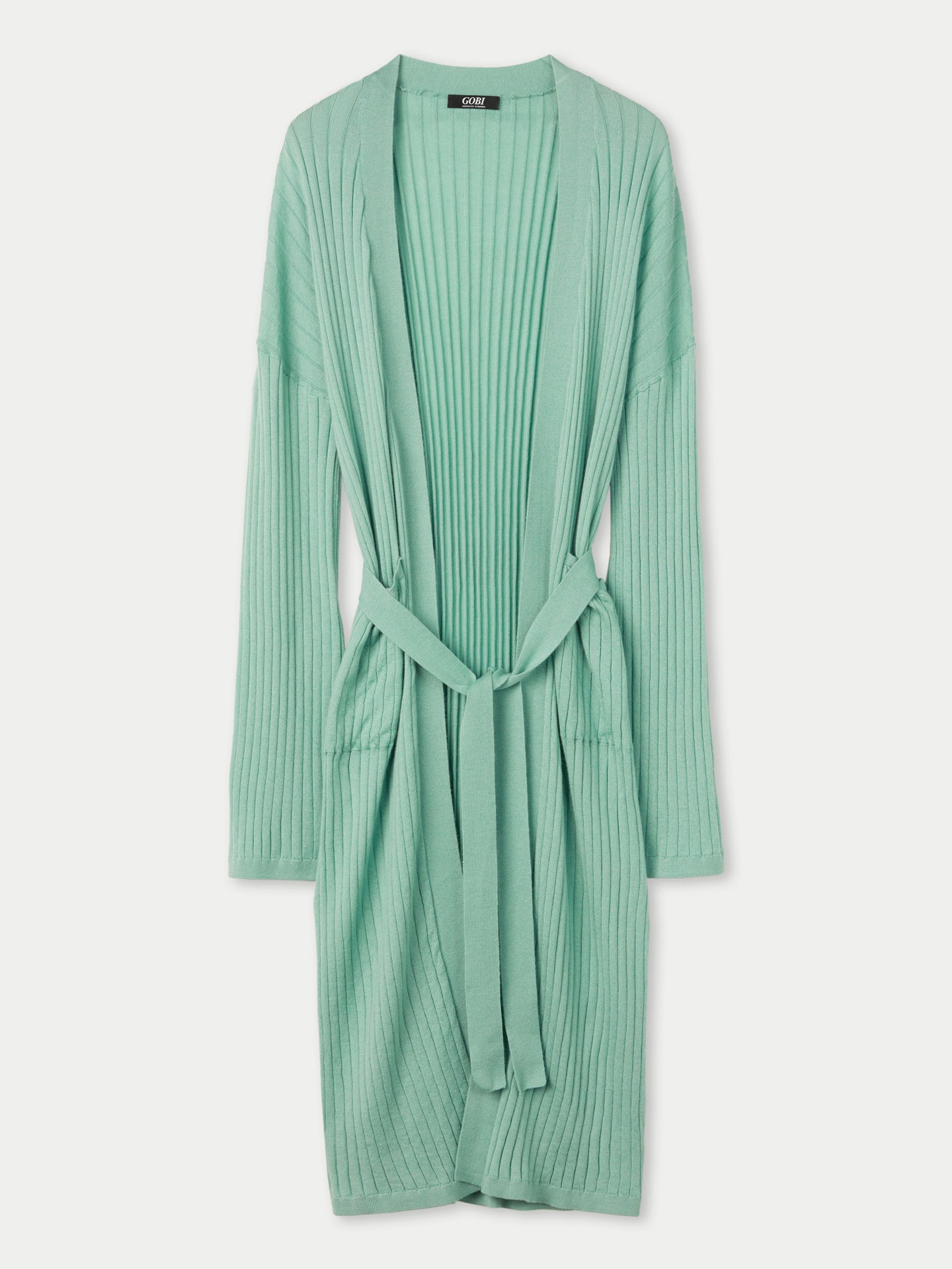 Women's Silk Cashmere Ribbed Long Cardigan Gray Mist - Gobi Cashmere