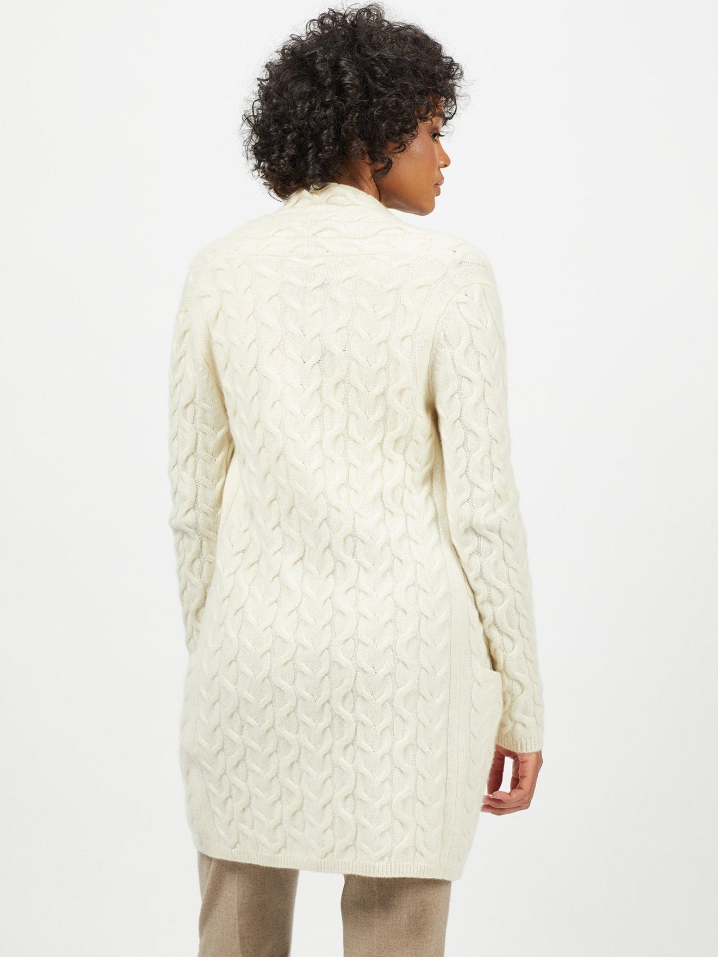 Women's Cashmere Cable Cardigan Marshmallow - Gobi Cashmere