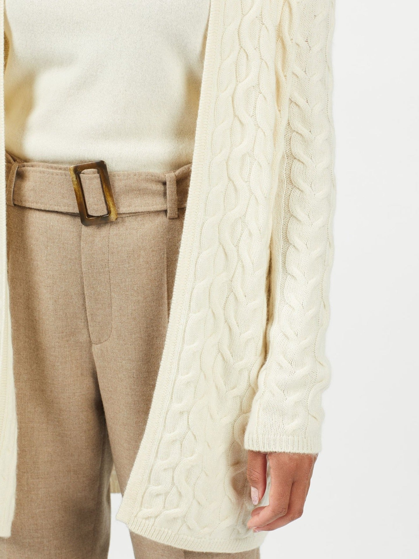 Women's Cashmere Cable Cardigan Marshmallow - Gobi Cashmere