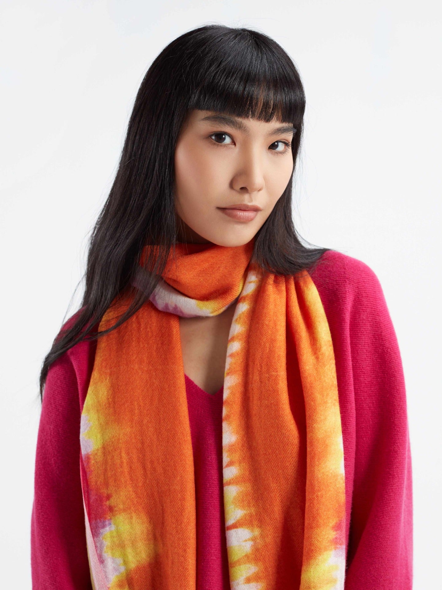 Women's Cashmere Ombre Effect Shawl Red Orange - Gobi Cashmere