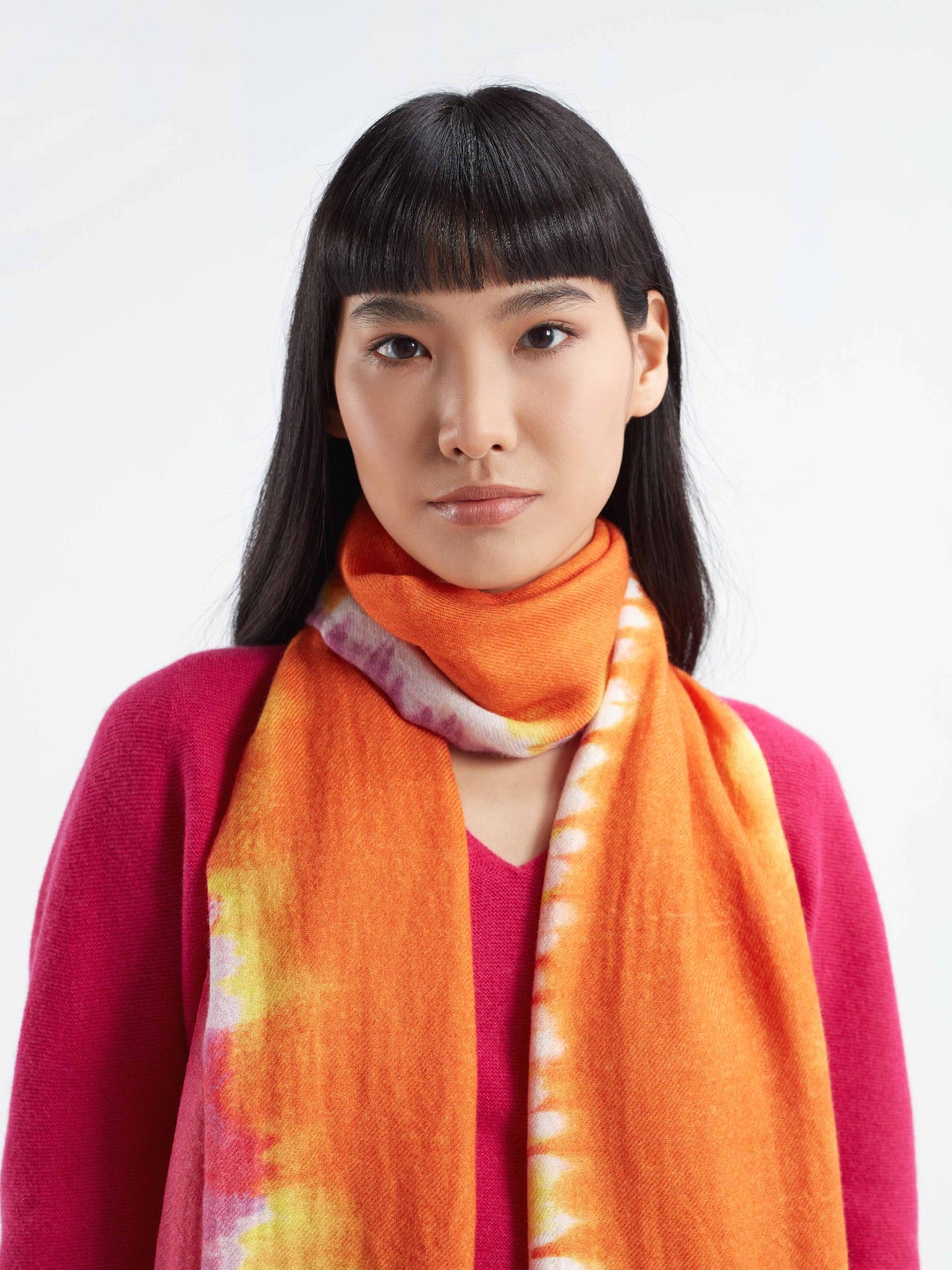 Women's Cashmere Ombre Effect Shawl Red Orange - Gobi Cashmere