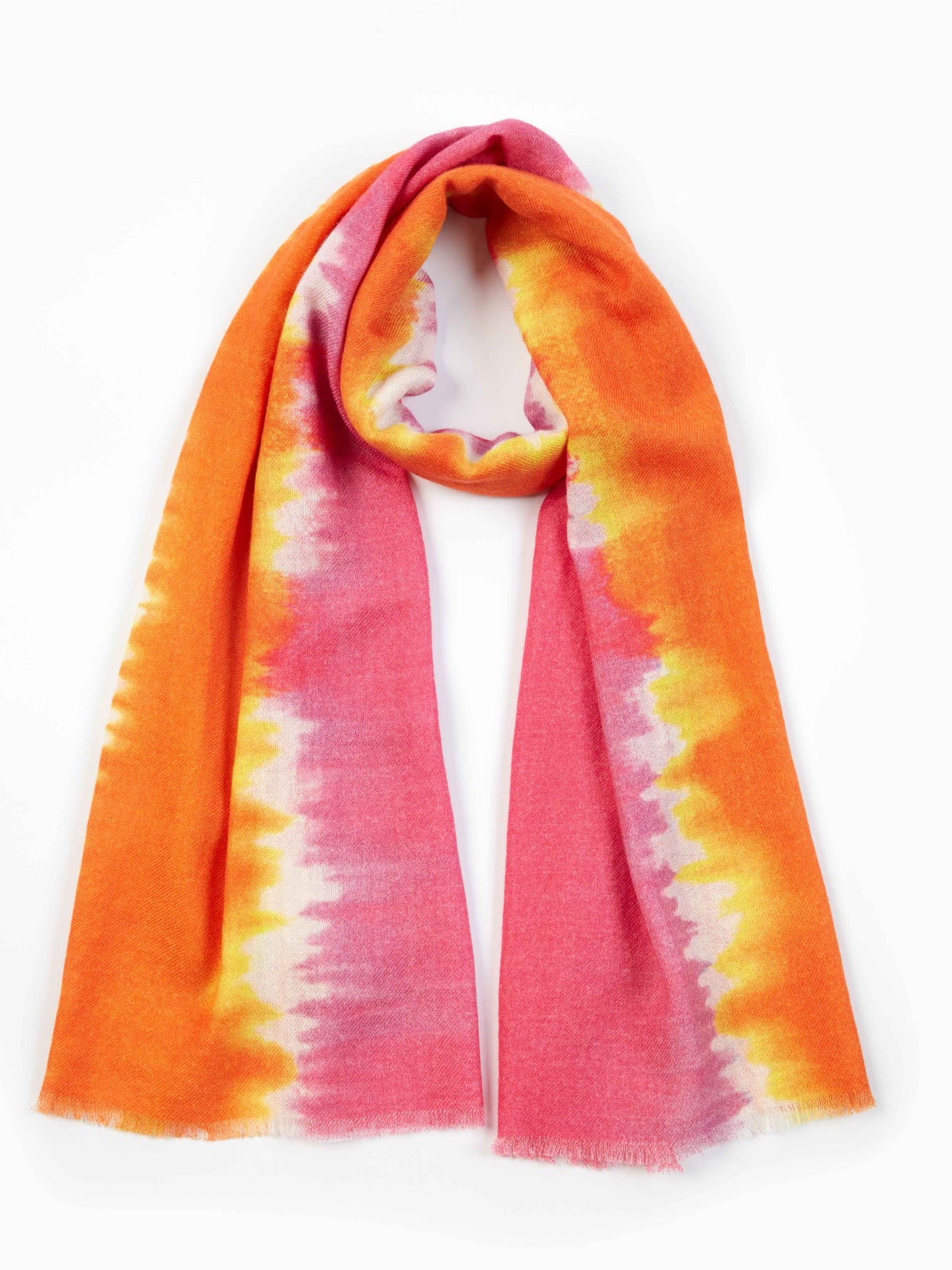 Women's Cashmere Ombre Effect Shawl Red Orange - Gobi Cashmere